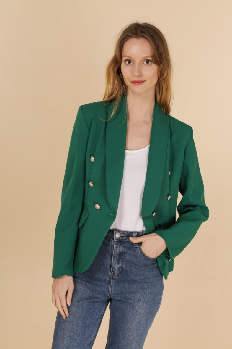 Grossiste JOLIFLY - Veste Blazer en polyester col chale avec 6 bouton