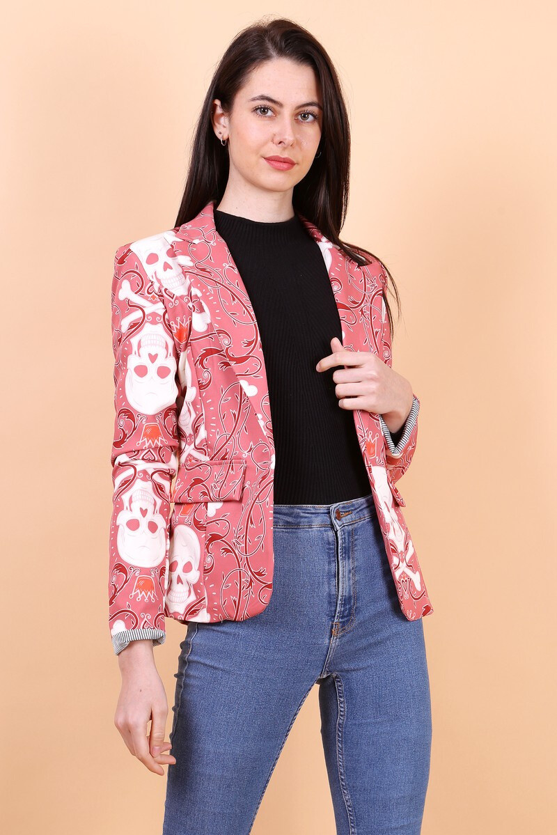 Wholesaler JOLIFLY - Printed blazer jacket with polyester lining and with the stripes setbacks