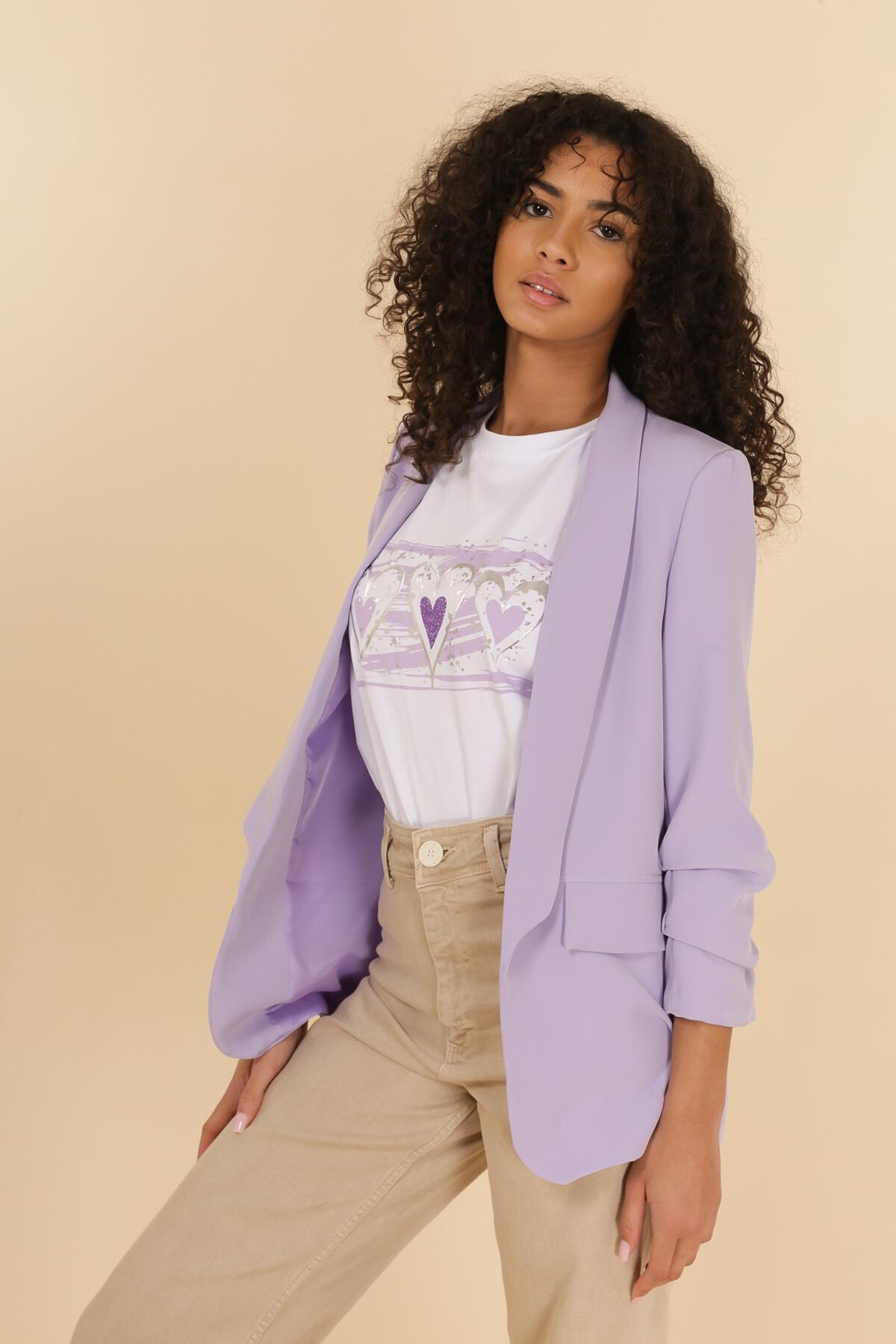 Wholesaler JOLIFLY - Blazer with polyester half-length 3/4 handle with lining