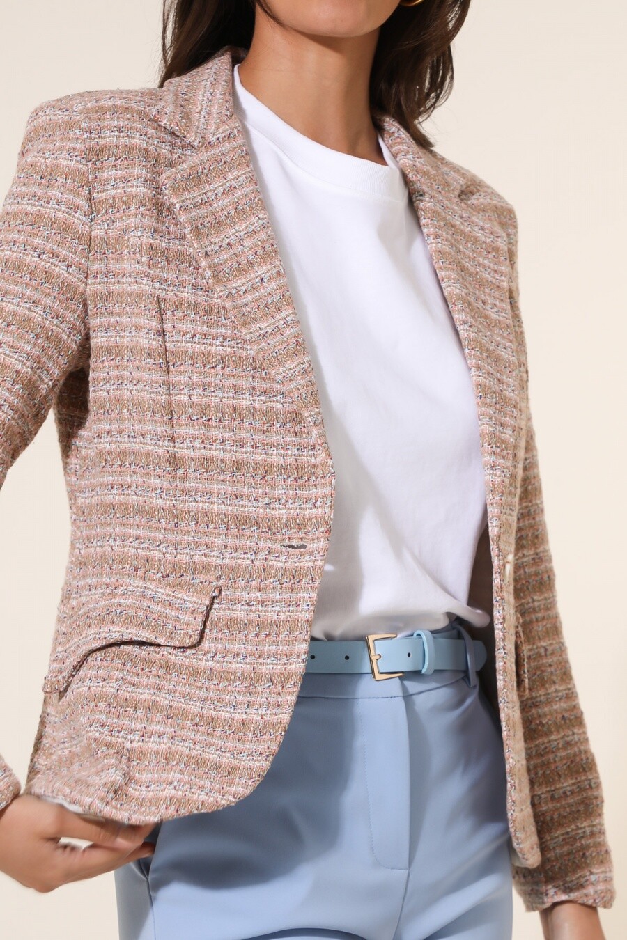 Mayorista JOLIFLY - Americana de tweed - Elegancia texturizada