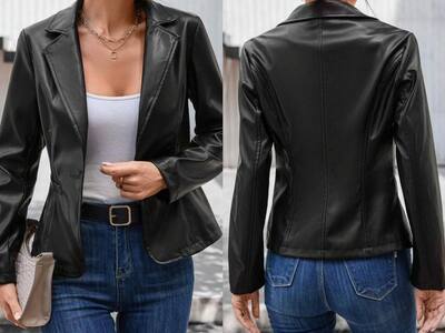 Grossiste JOLIFLY - Blazer Femme en Similicuir – Élégance & Caractère Grossiste JOLIFLY - Blazer Femme en Similicuir – Élégance & Caractère