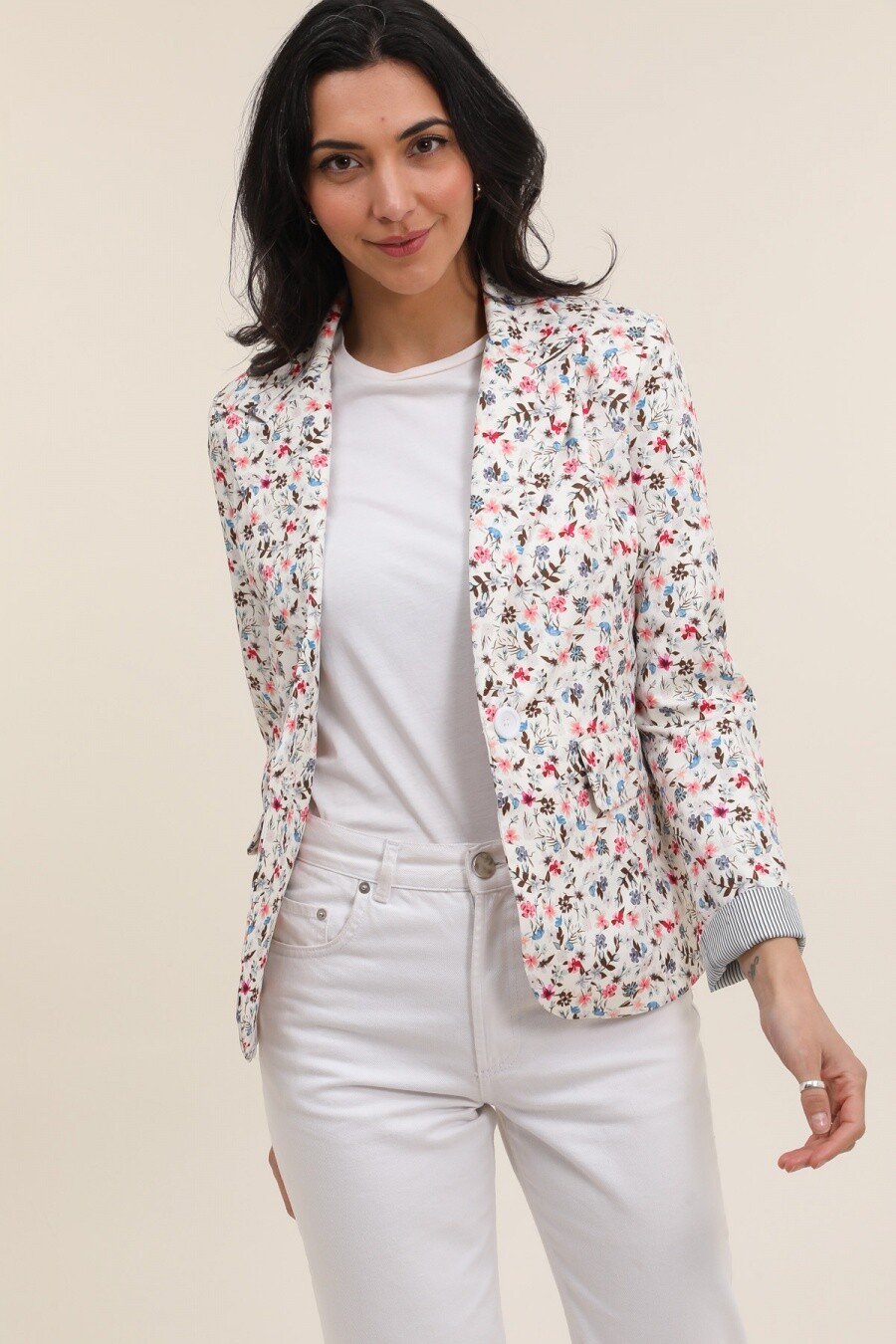 Mayorista JOLIFLY - Blazer de Mujer con Estampado Floral – Elegancia Primaveral & Detalles Refinados