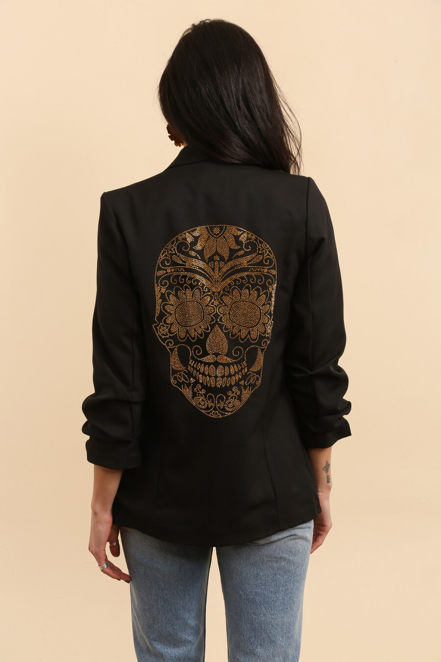 Mayorista JOLIFLY - blazer entallada de viscosa con estrellas de strass en la espalda