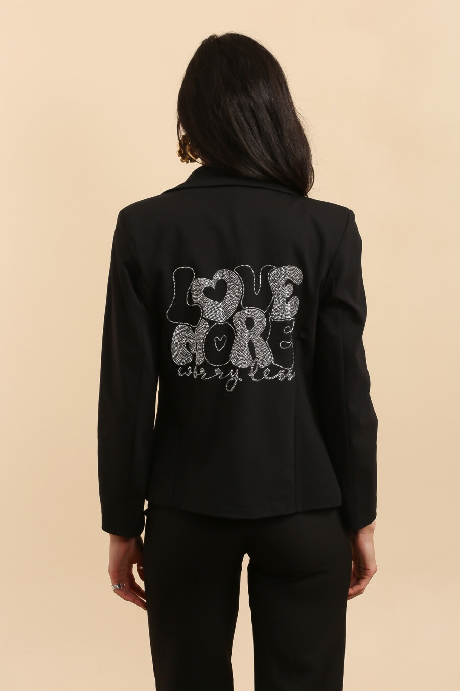 Mayorista JOLIFLY - blazer entallada de viscosa con estrellas de strass en la espalda