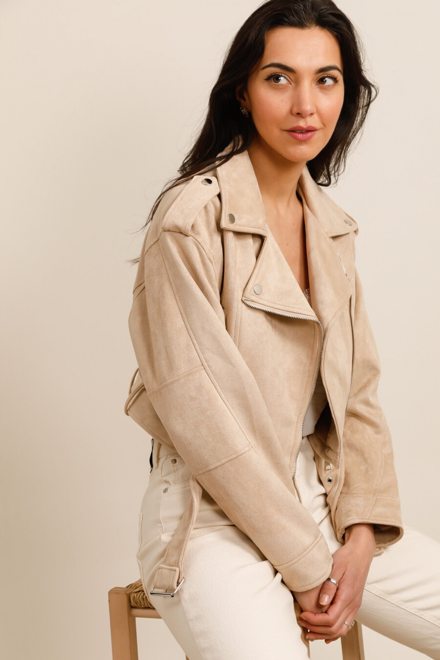 Grossiste JOLIFLY - Veste Blouson Perfecto Femme en Suédine – Style Chic & Tendance