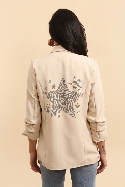 Grossiste JOLIFLY - 🧥 Veste tailleur avec motif étoile strass au dos Grossiste JOLIFLY - 🧥 Veste tailleur avec motif étoile strass au dos