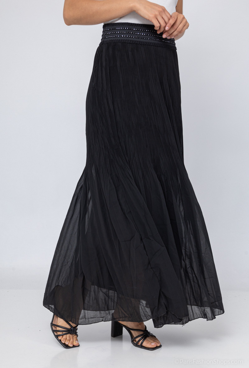 Wholesaler JOLIFLY - Pleated skirt with shiny lurex band