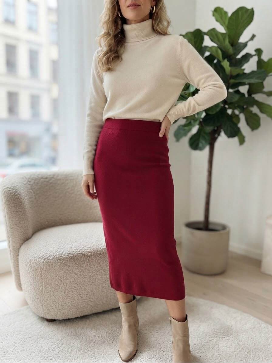 Großhändler JOLIFLY - Eleganter Midirock aus Strick