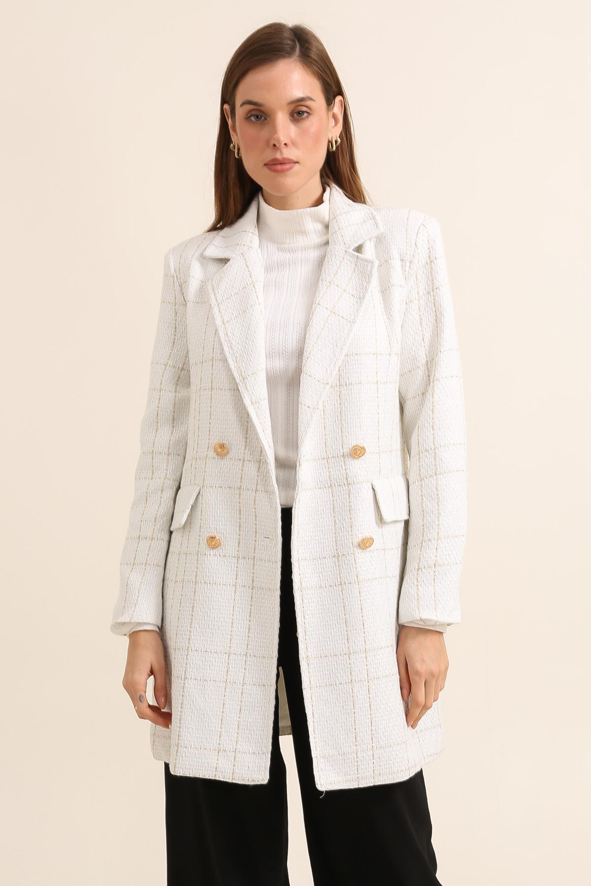 Grossiste JOLIFLY - Blazer tweed longue