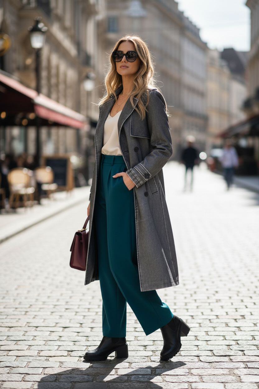 Großhändler JOLIFLY - Langer Trenchcoat-Stil Mantel aus gealtertem Kunstleder