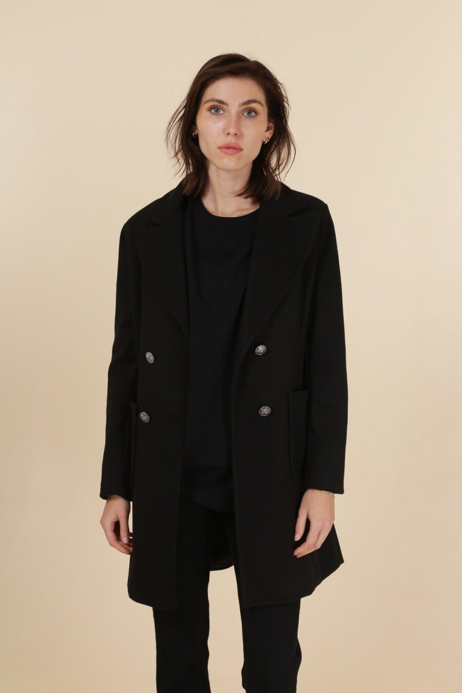 Grossiste JOLIFLY - MANTEAU LONG DOUBLE BOUTONNAGE - COUPE DROITE