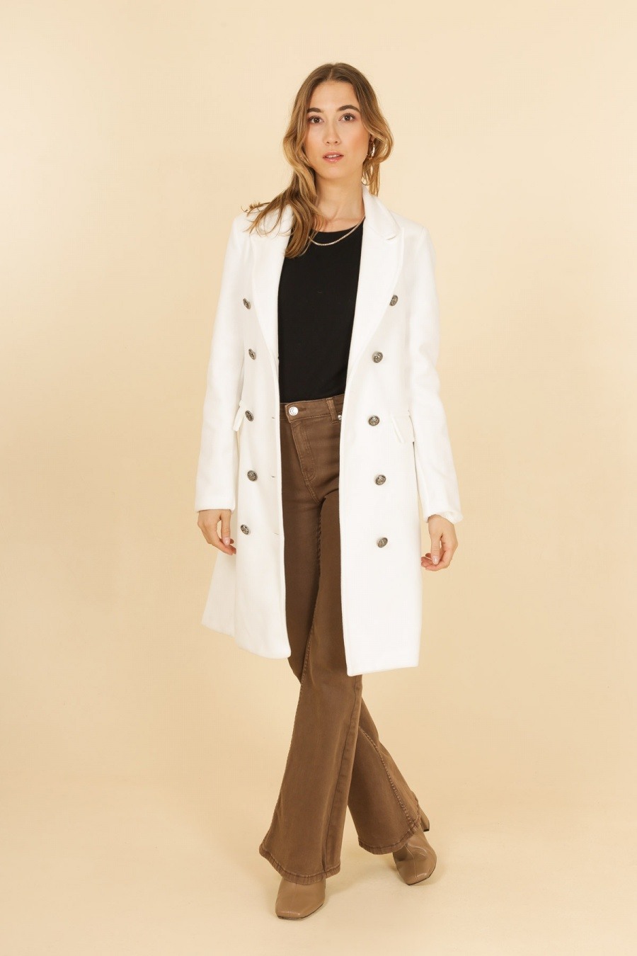 Grossiste JOLIFLY - Manteau long à double boutonnage – Élégance intemporelle