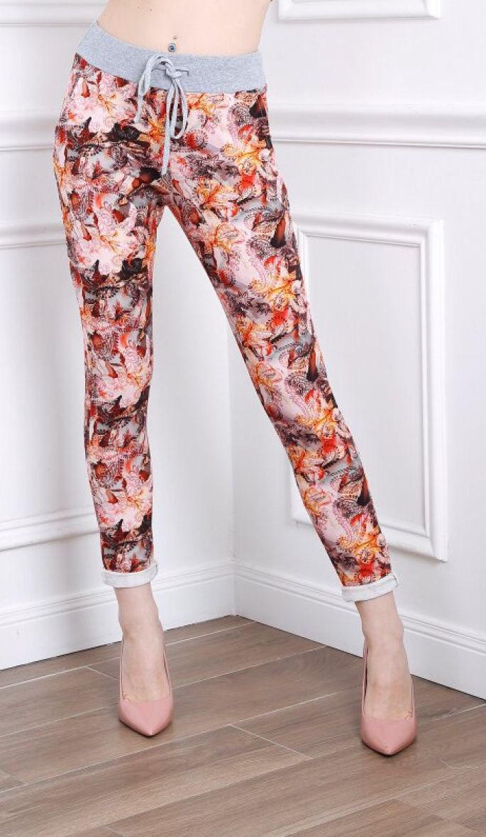 Grossiste JOLIFLY - Pantalon de jogging à imprimé fleurs en coton