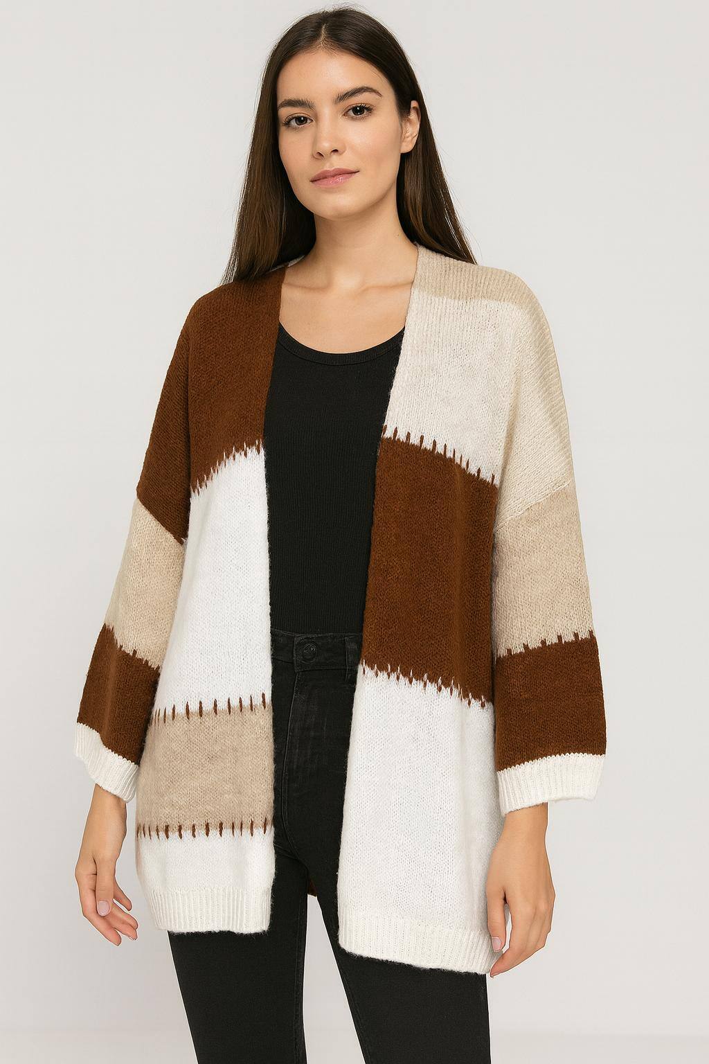 Grossiste JOLIFLY - Gilet oversize à blocs de couleurs – Taille Unique