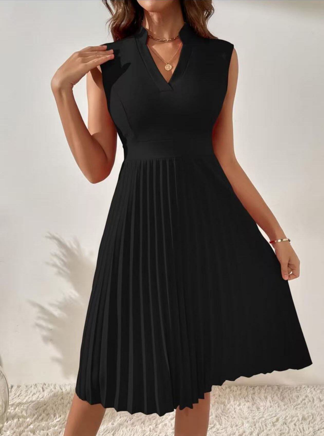 Mayorista JOLIFLY - Vestido sin mangas con falda plisada