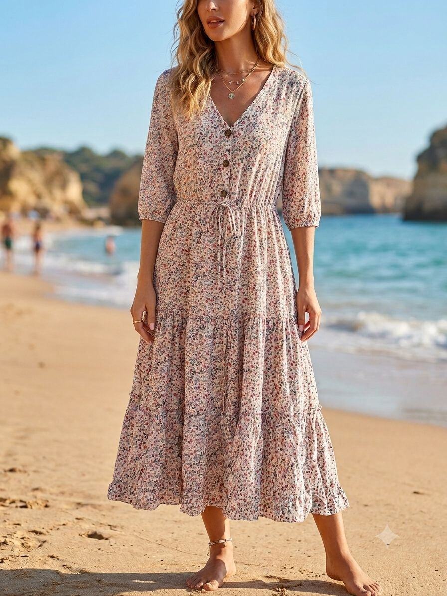 Mayorista JOLIFLY - Vestido Midi Bohemio Chic – Elegancia Solar