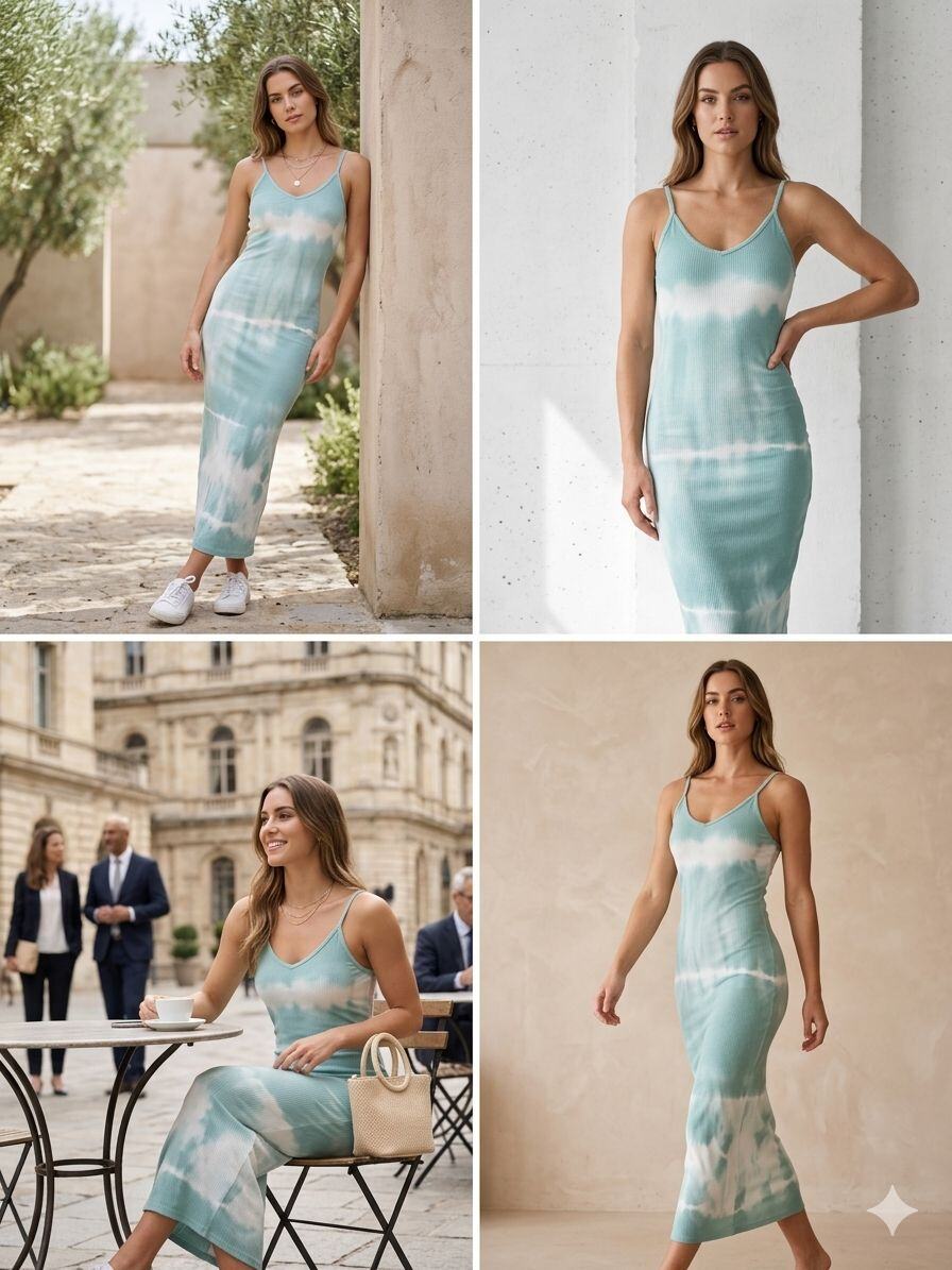 Grossiste JOLIFLY - Robe Midi Côtelée – Effet Tie-Dye Artisanal