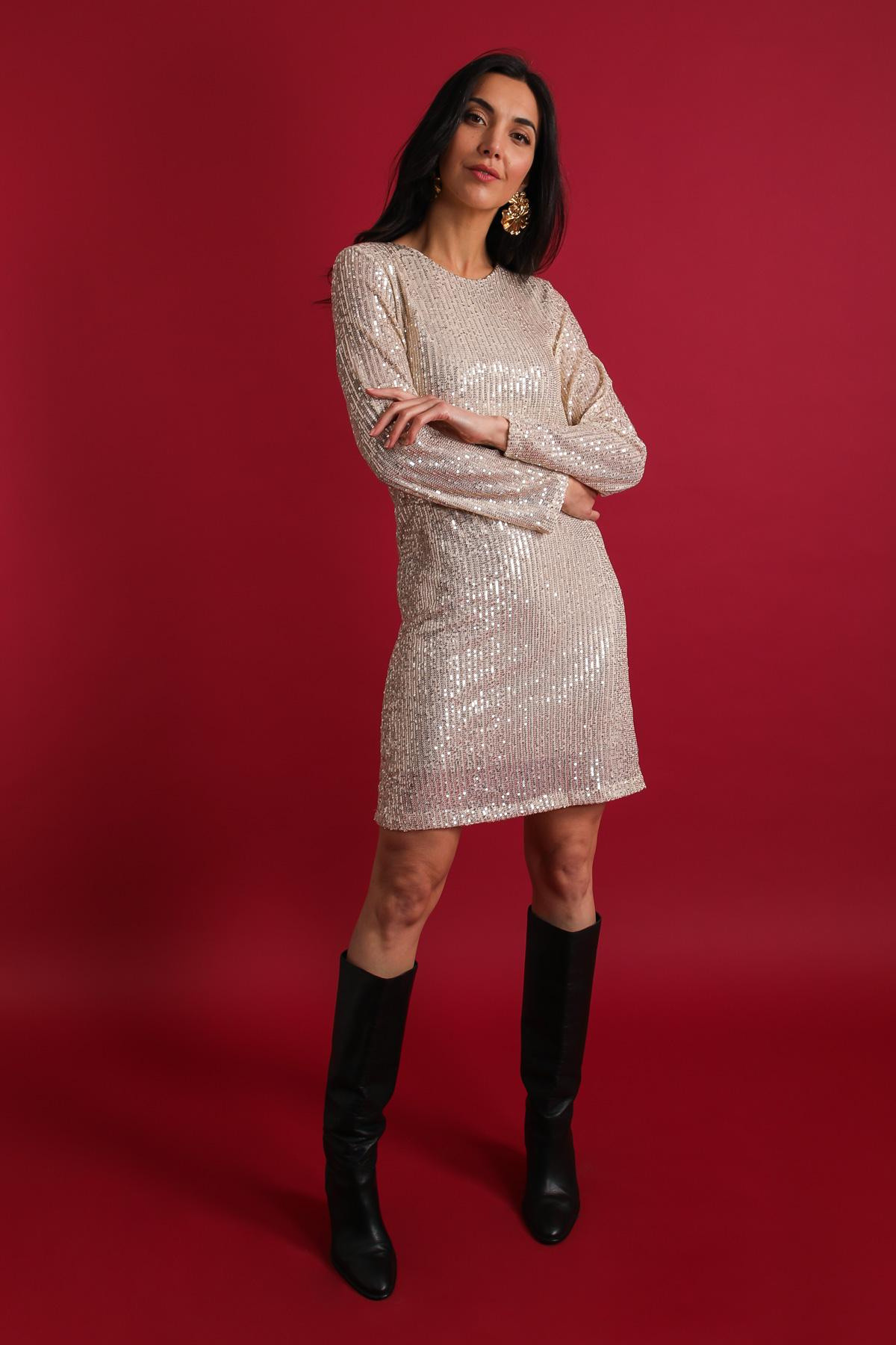 Wholesaler JOLIFLY - Sequin dress with bow