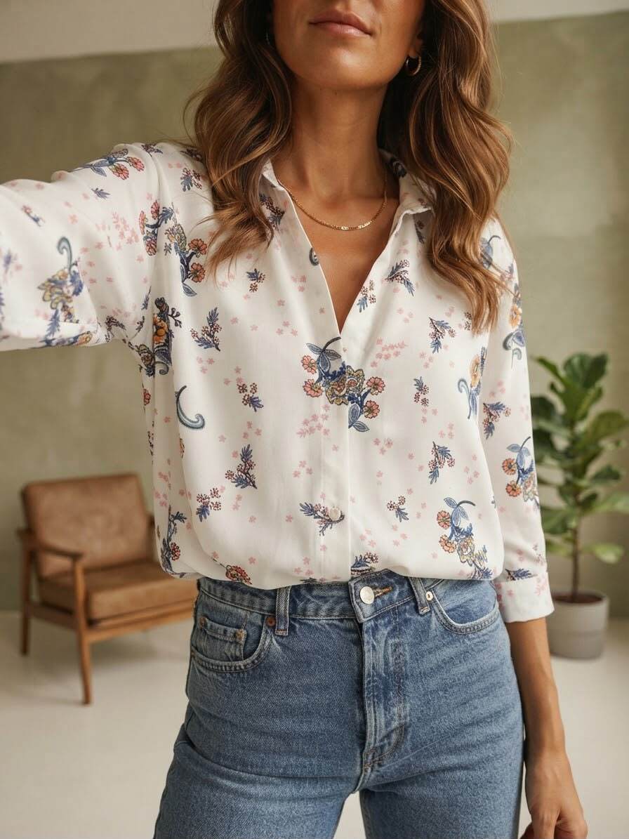 Grossiste JOLIFLY - Chemise bohème chic à imprimé floral