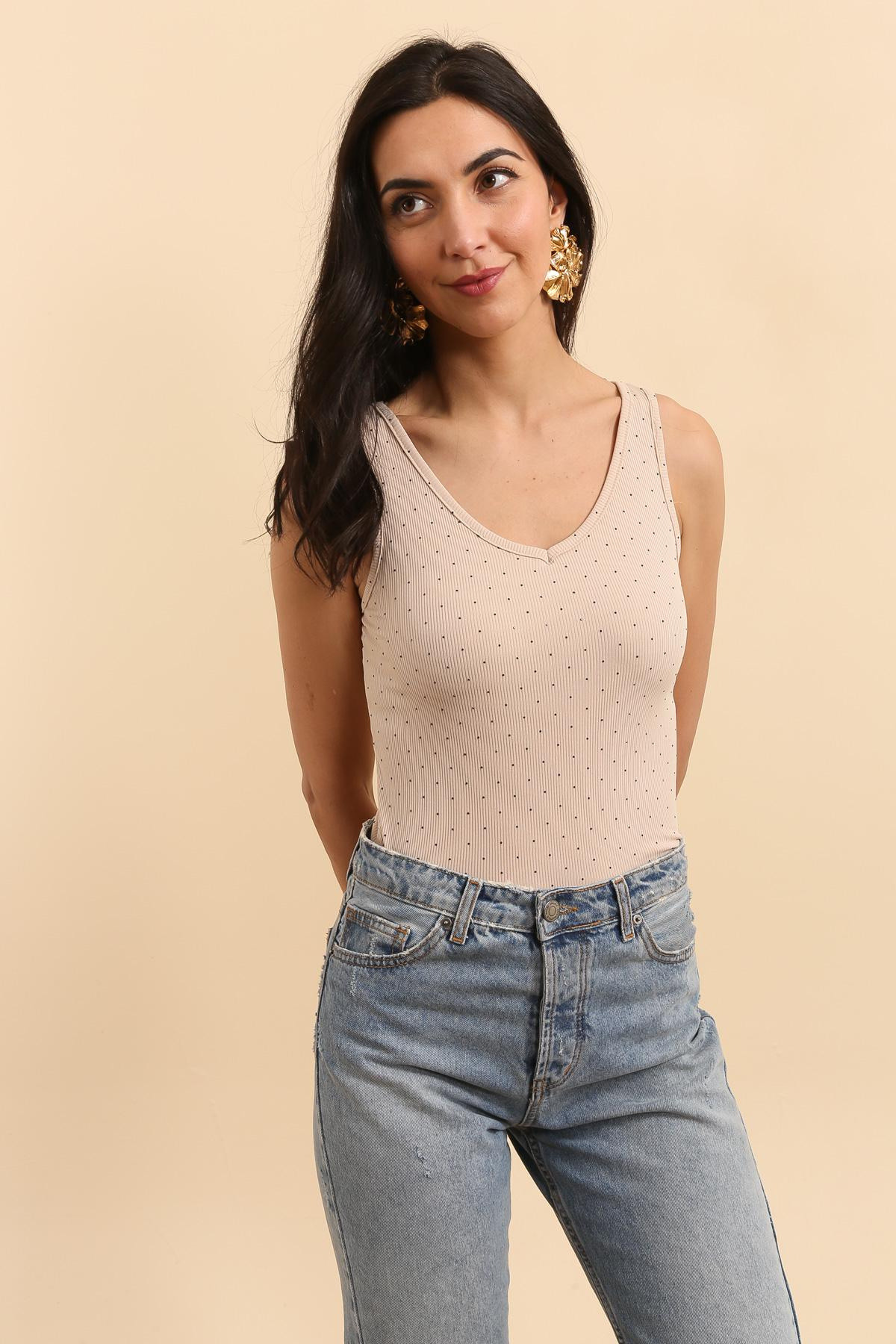 Wholesaler JOLIFLY - Women's Ribbed Tank Top with Rhinestones – Elegance and Shine