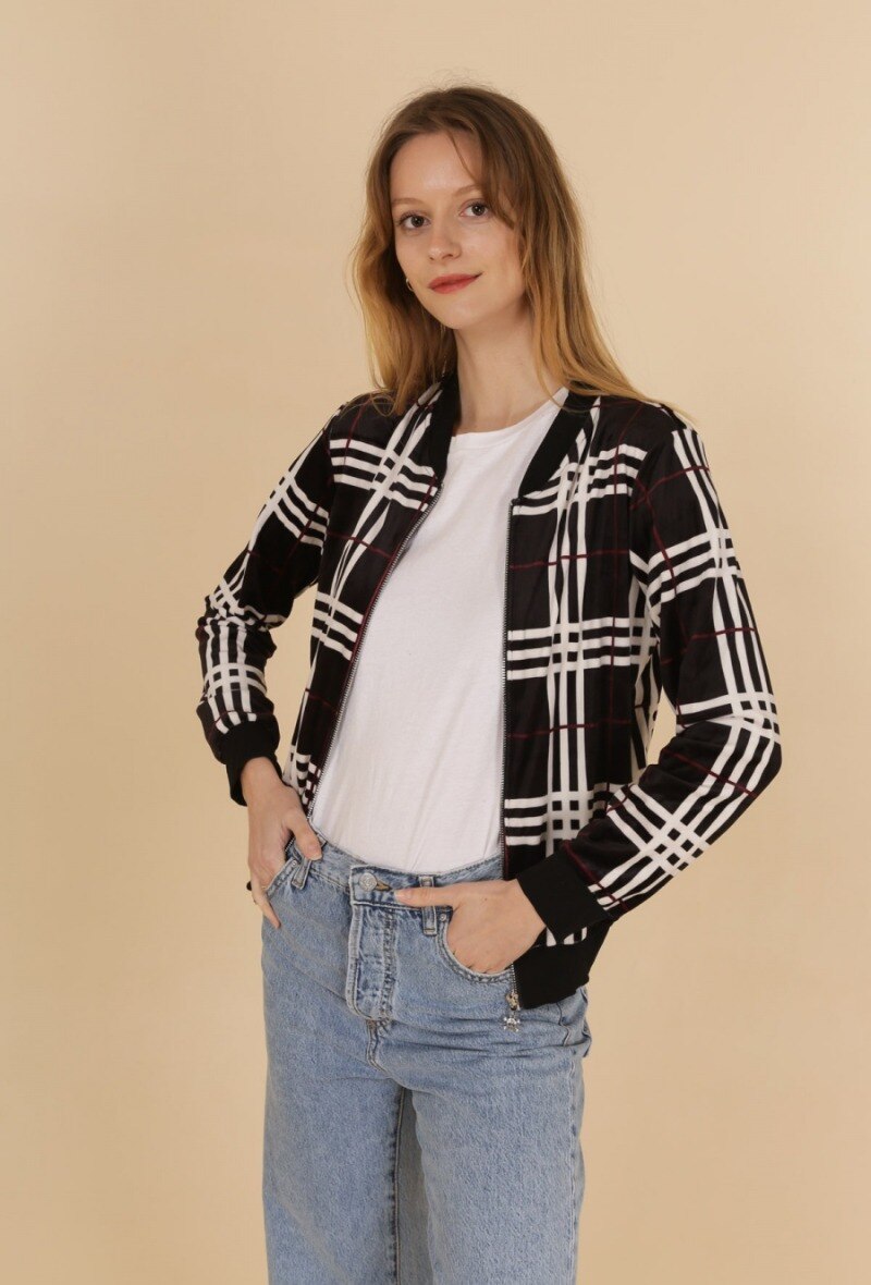 Grossiste JOLIFLY - Veste bombers à imprimé sans doublure en velours