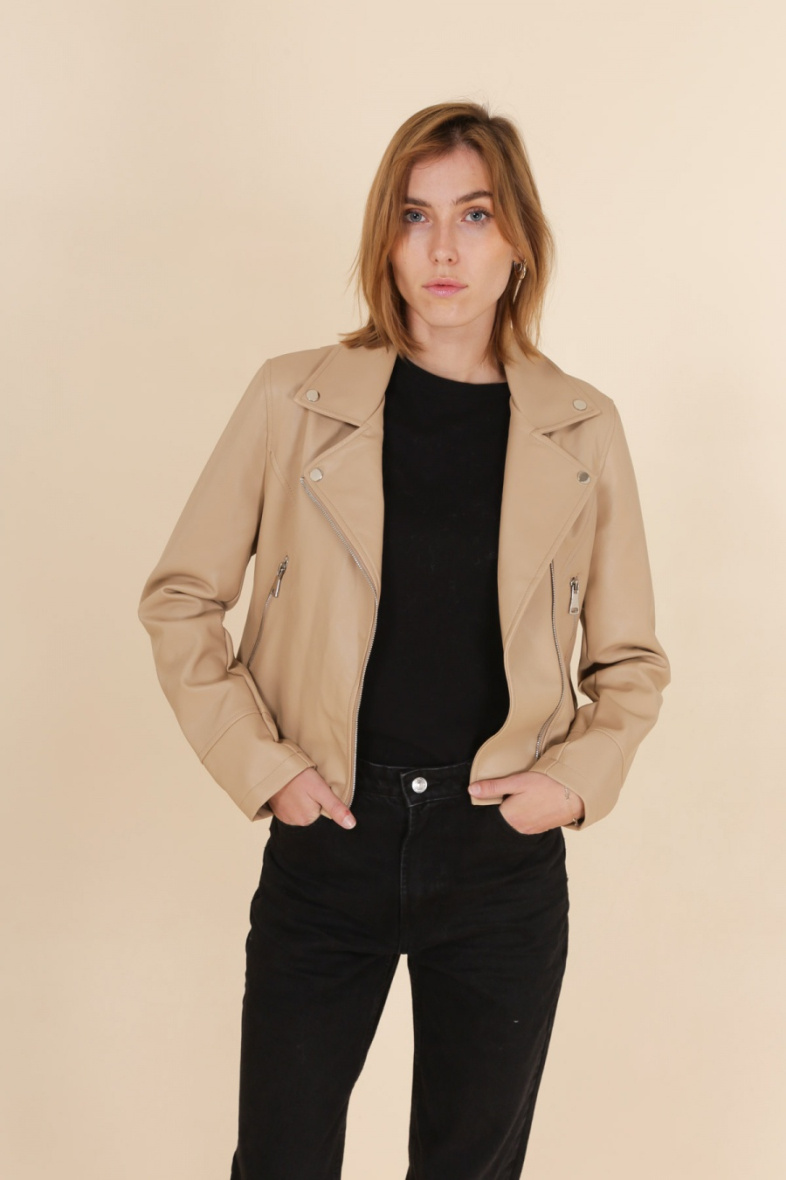 Großhändler JOLIFLY - Bikerjacke aus Kunstleder mit Viskosefutter