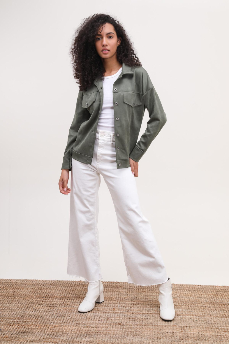 Großhändler JOLIFLY - Perfecto-Jacke mit Punkten in Wildlederoptik