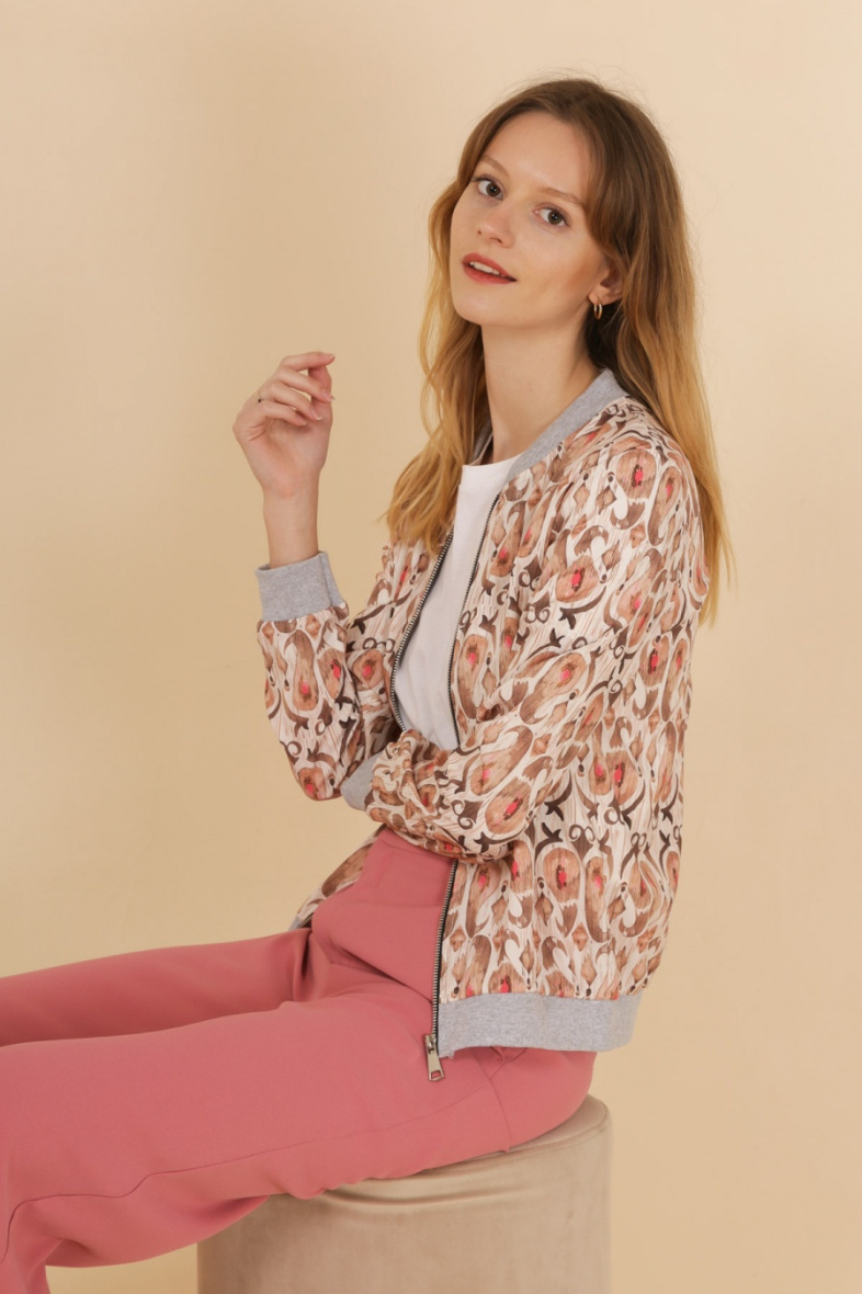 Grossiste JOLIFLY - Veste bombers à imprimé sans doublure