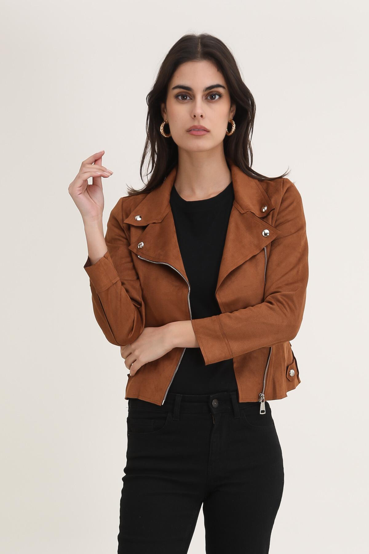 Wholesaler JOLIFLY - Perfect Biker Suedine Jacket - Trendy & Chic Style