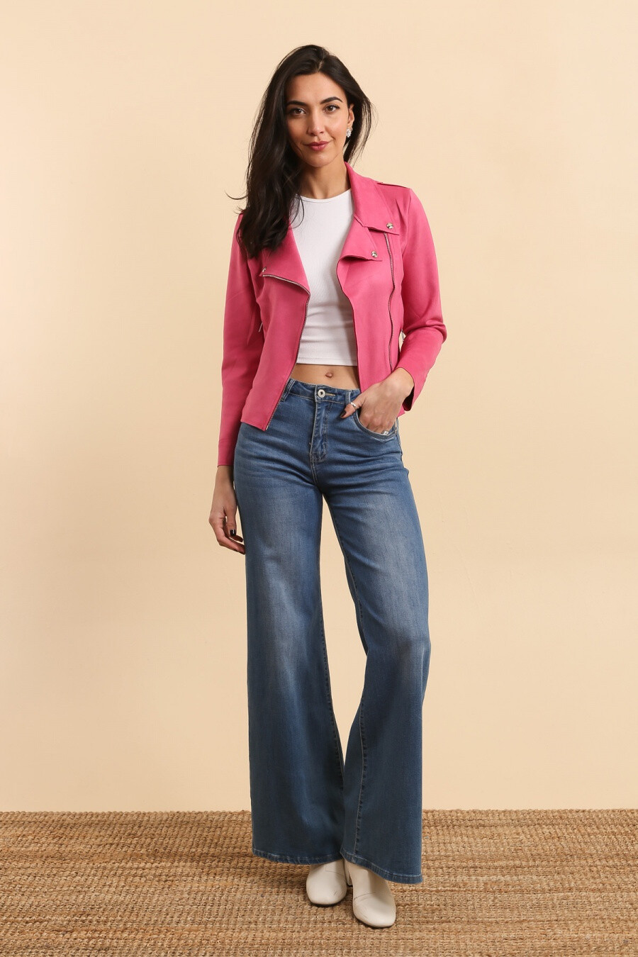 Großhändler JOLIFLY - Perfecto Suedine Biker Jacke - Trendy & Chic Style