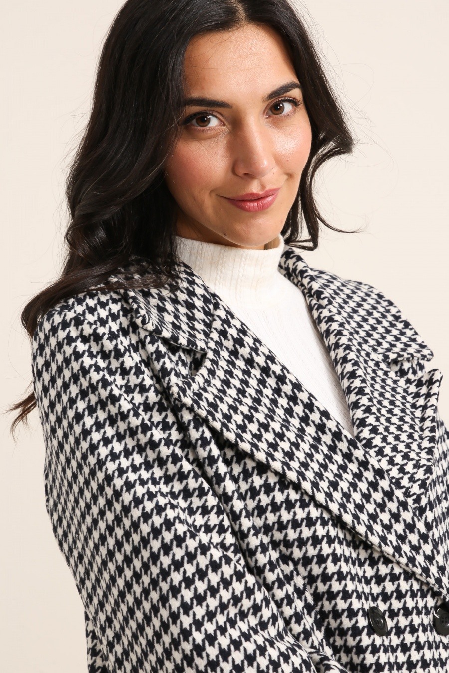 Grossiste JOLIFLY - Manteau Pied-de-Poule Chic
