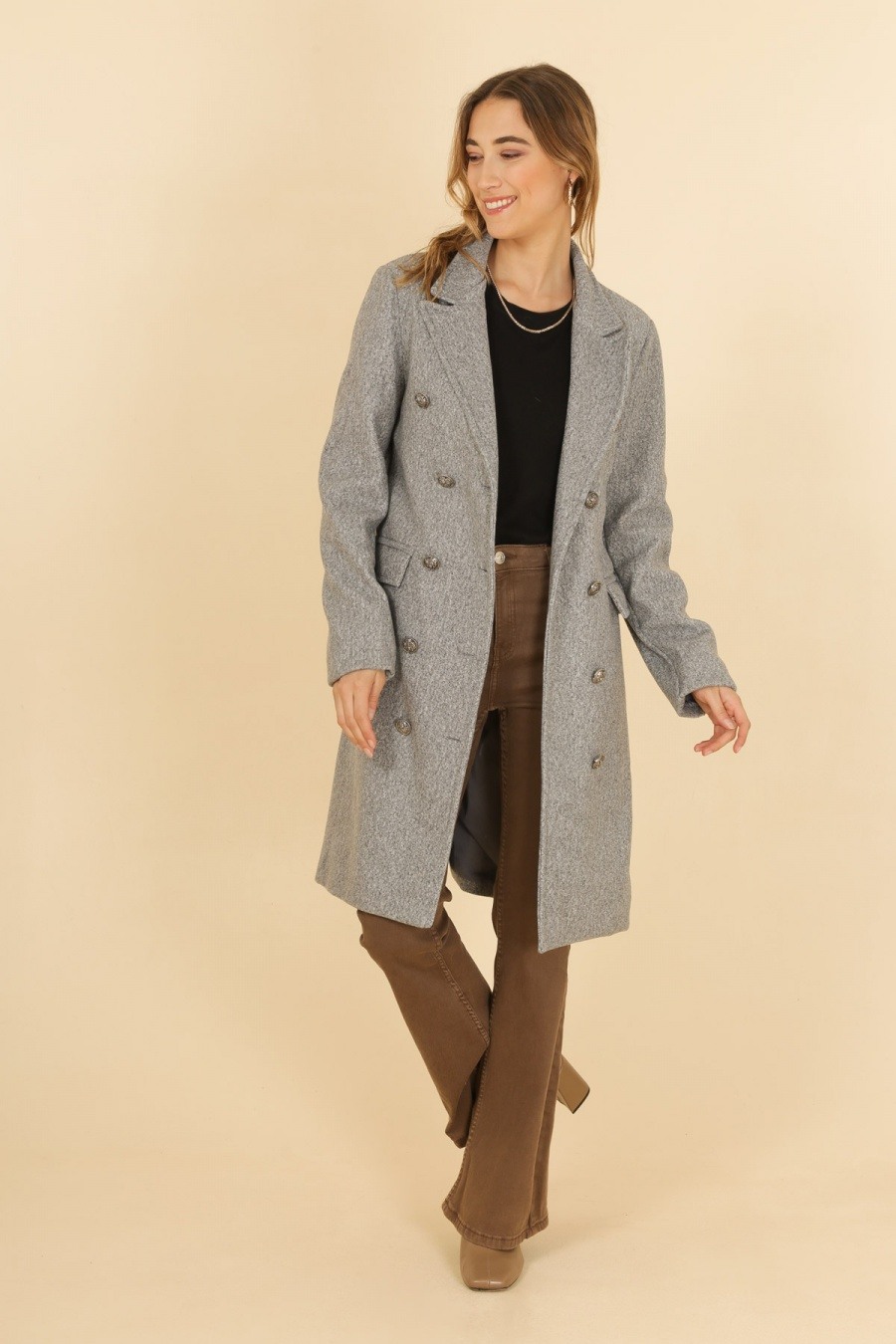 Grossiste JOLIFLY - Manteau long à double boutonnage – Élégance intemporelle