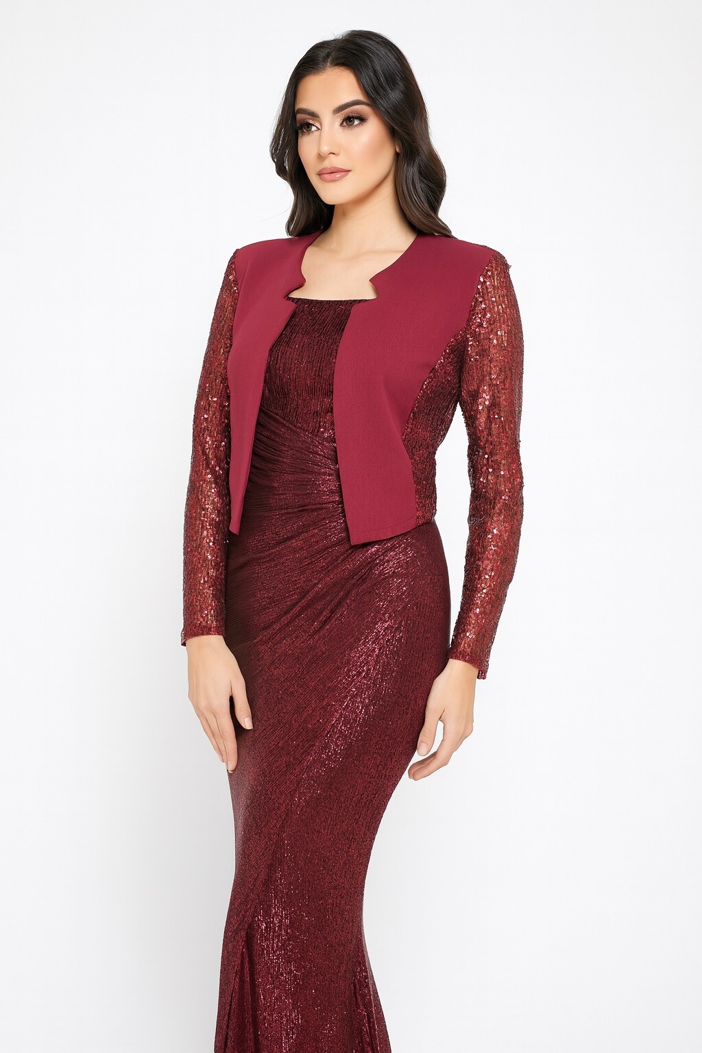 Wholesaler JOLIFLY - Evening bolero with sequin sleeves – Elegant cropped fit