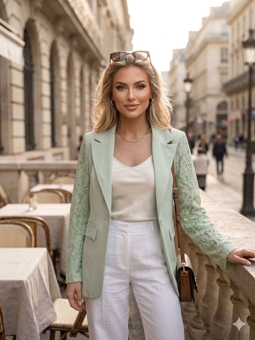 Grossiste JOLIFLY - Veste Blazer Manches Dentelle – Élégance & Modernité