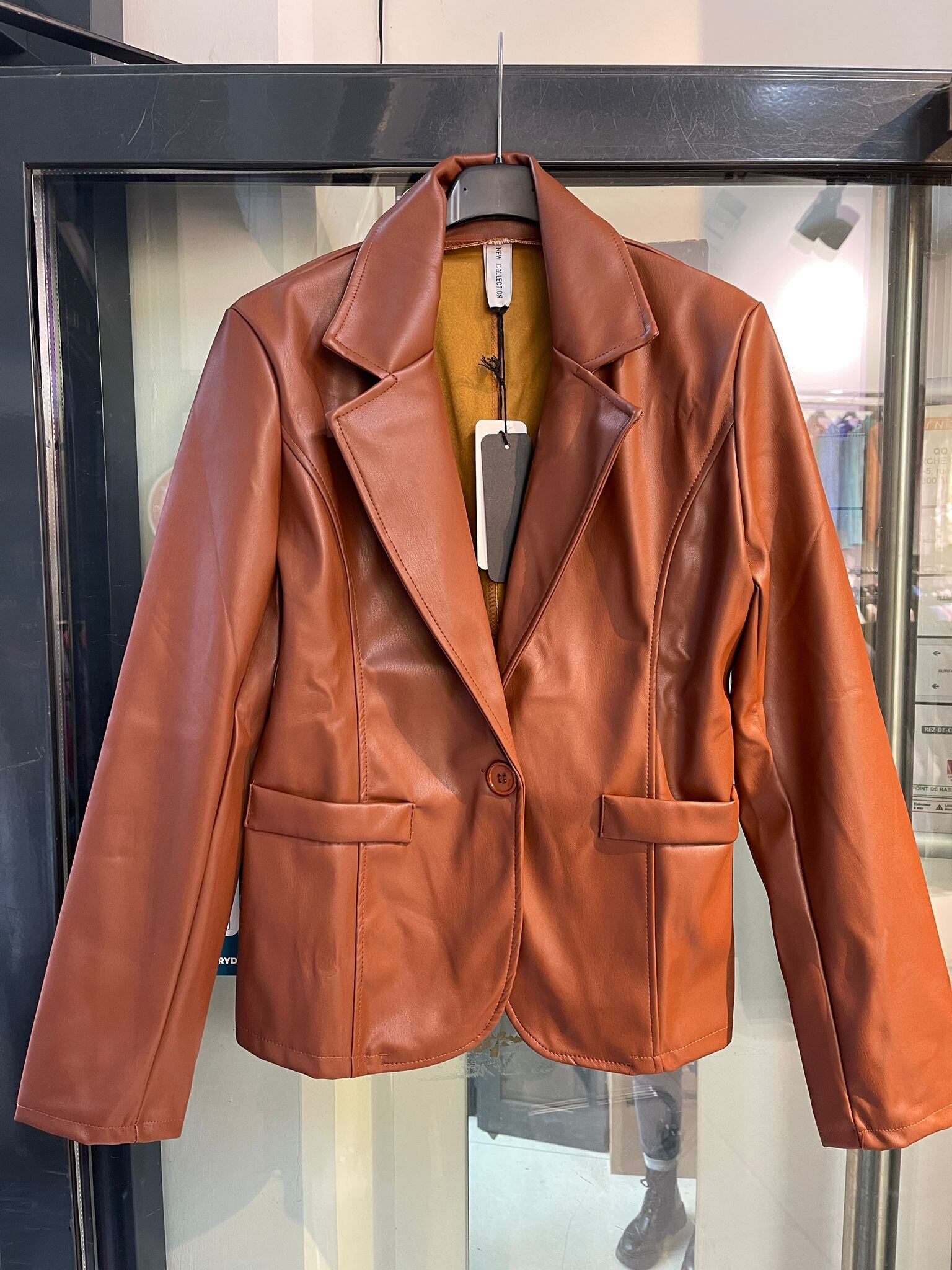 Wholesaler JOLIFLY - Women's Faux Leather Blazer – Elegance & Character