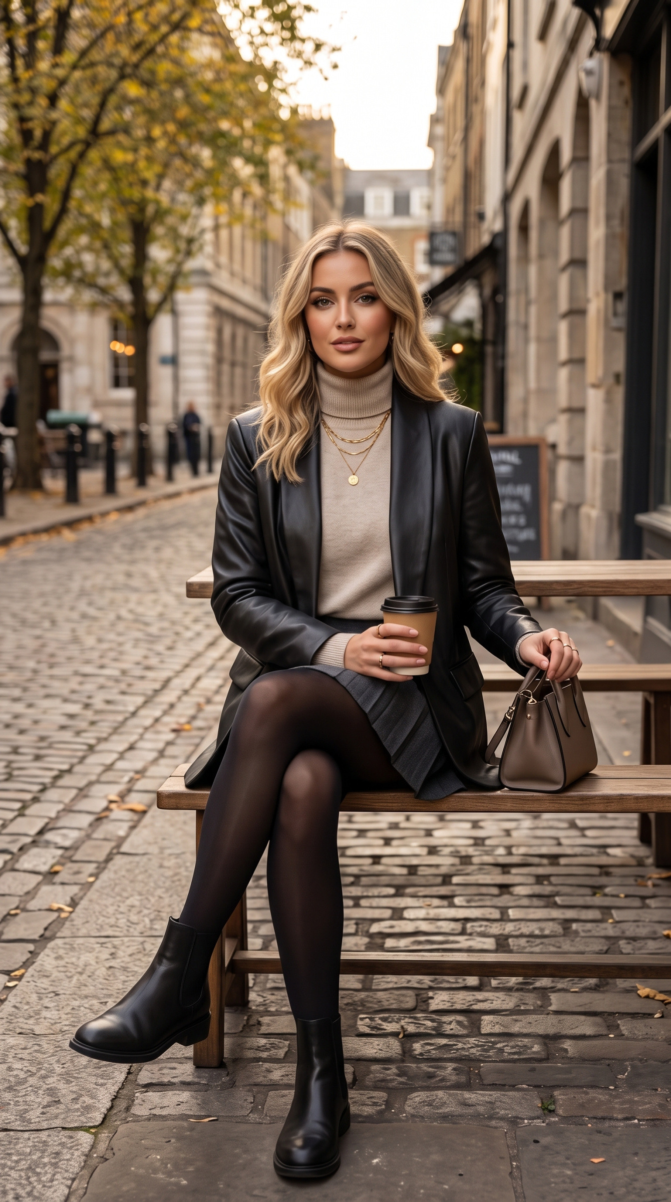 Mayorista JOLIFLY - Blazer de Imitación de Cuero Estilo Chic para Mujer