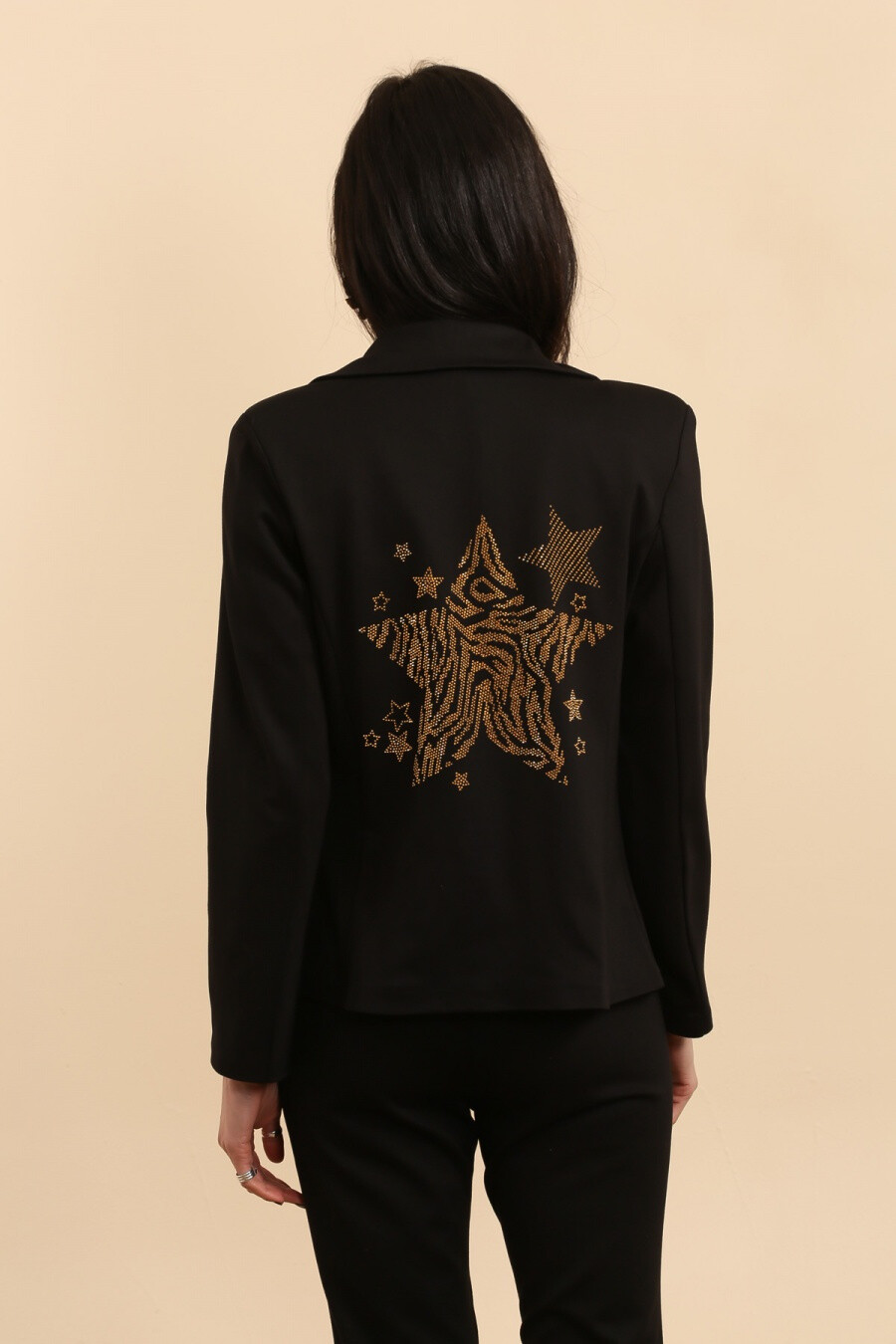 Mayorista JOLIFLY - blazer entallada de viscosa con estrellas de strass en la espalda
