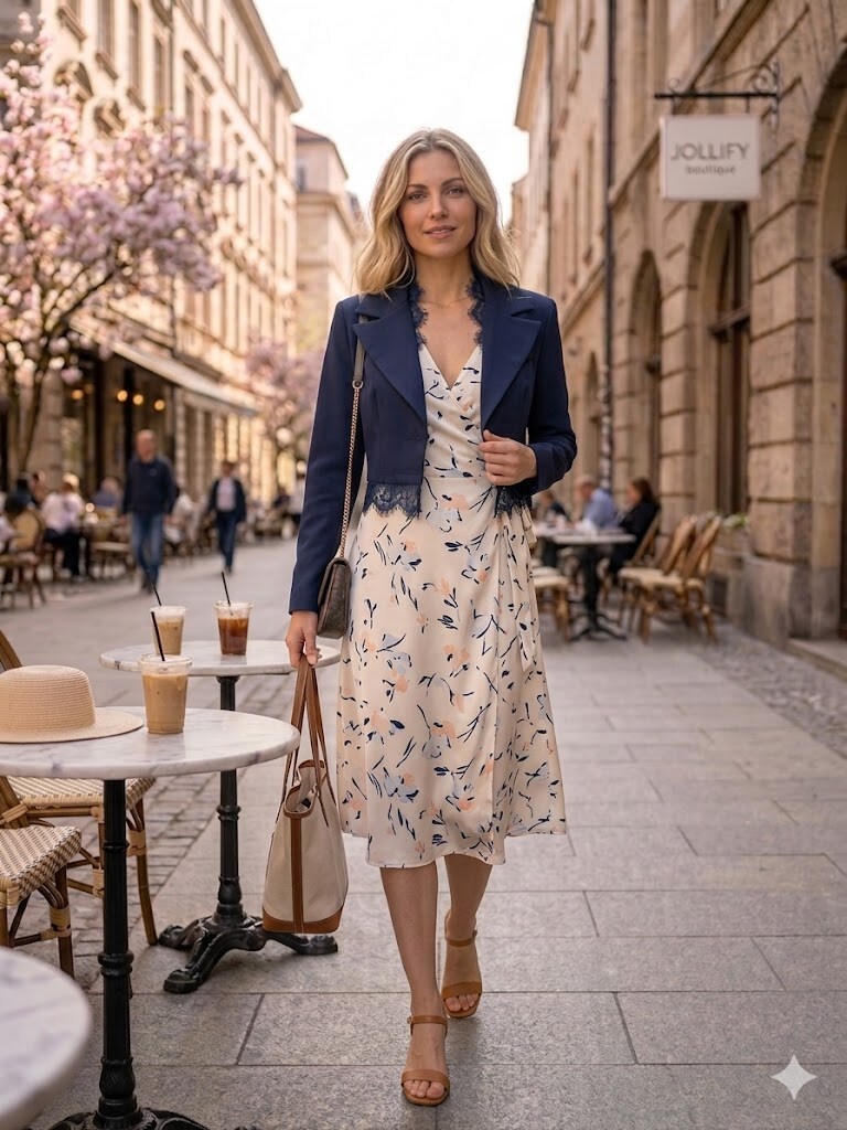 Mayorista JOLIFLY - Blazer Corte Romance & Estructura – Detalles de Encaje de Pestañas