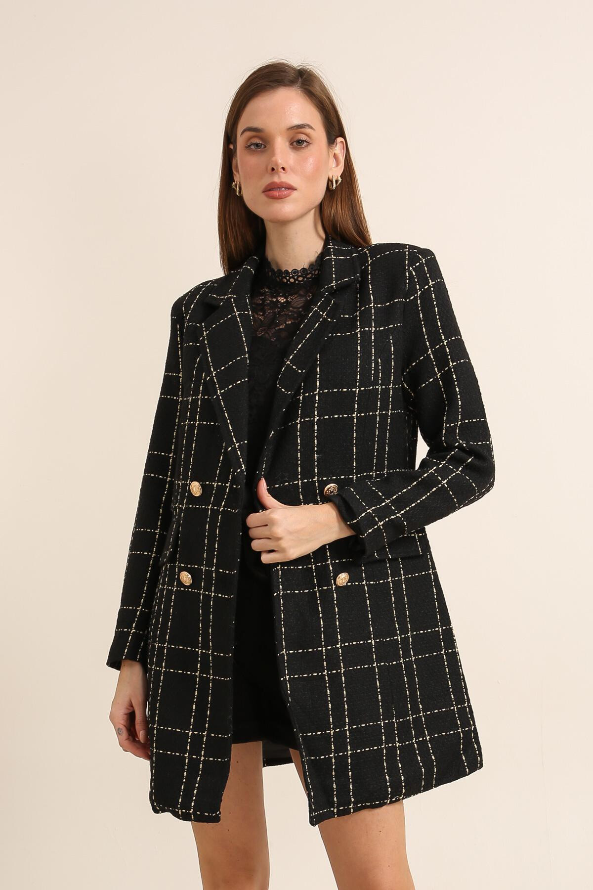 Grossiste JOLIFLY - Blazer tweed longue