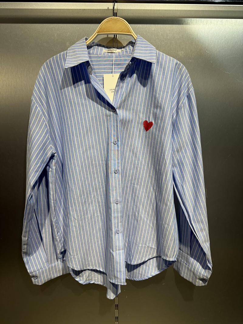 Wholesaler Joliko - heart embroidered striped shirt