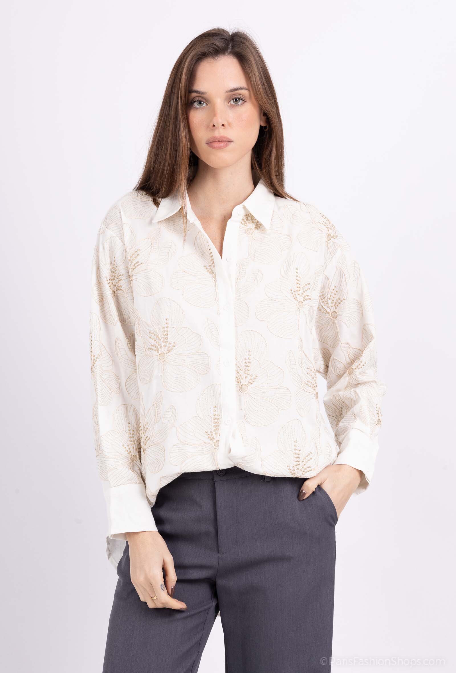 Wholesaler Joliko - flower embroidered shirt