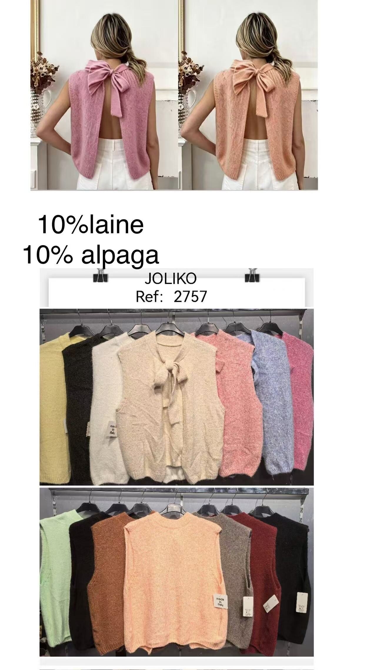 Grossiste Joliko - Pull dos ouvert