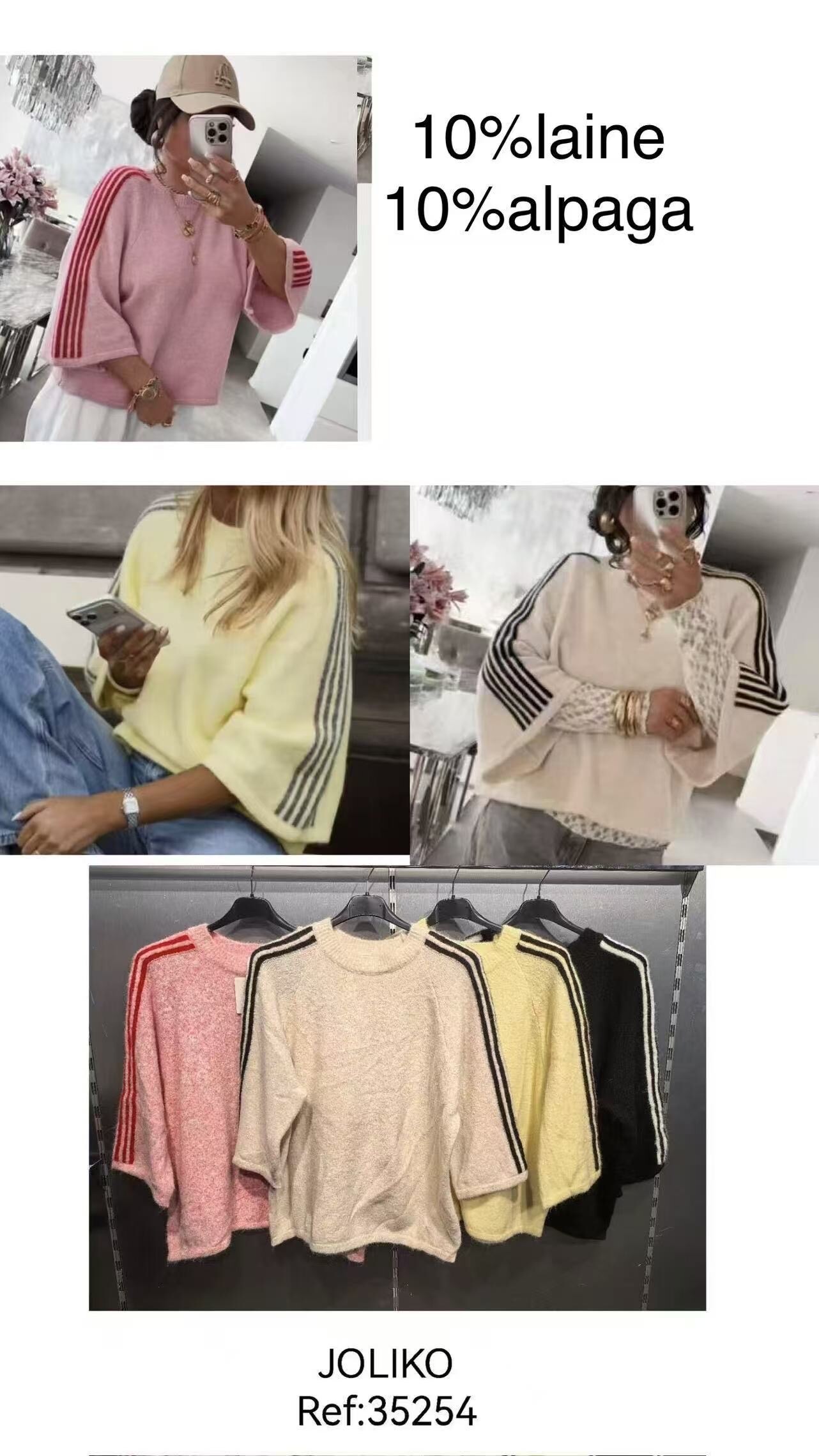 Grossiste Joliko - Pull bande sur manche