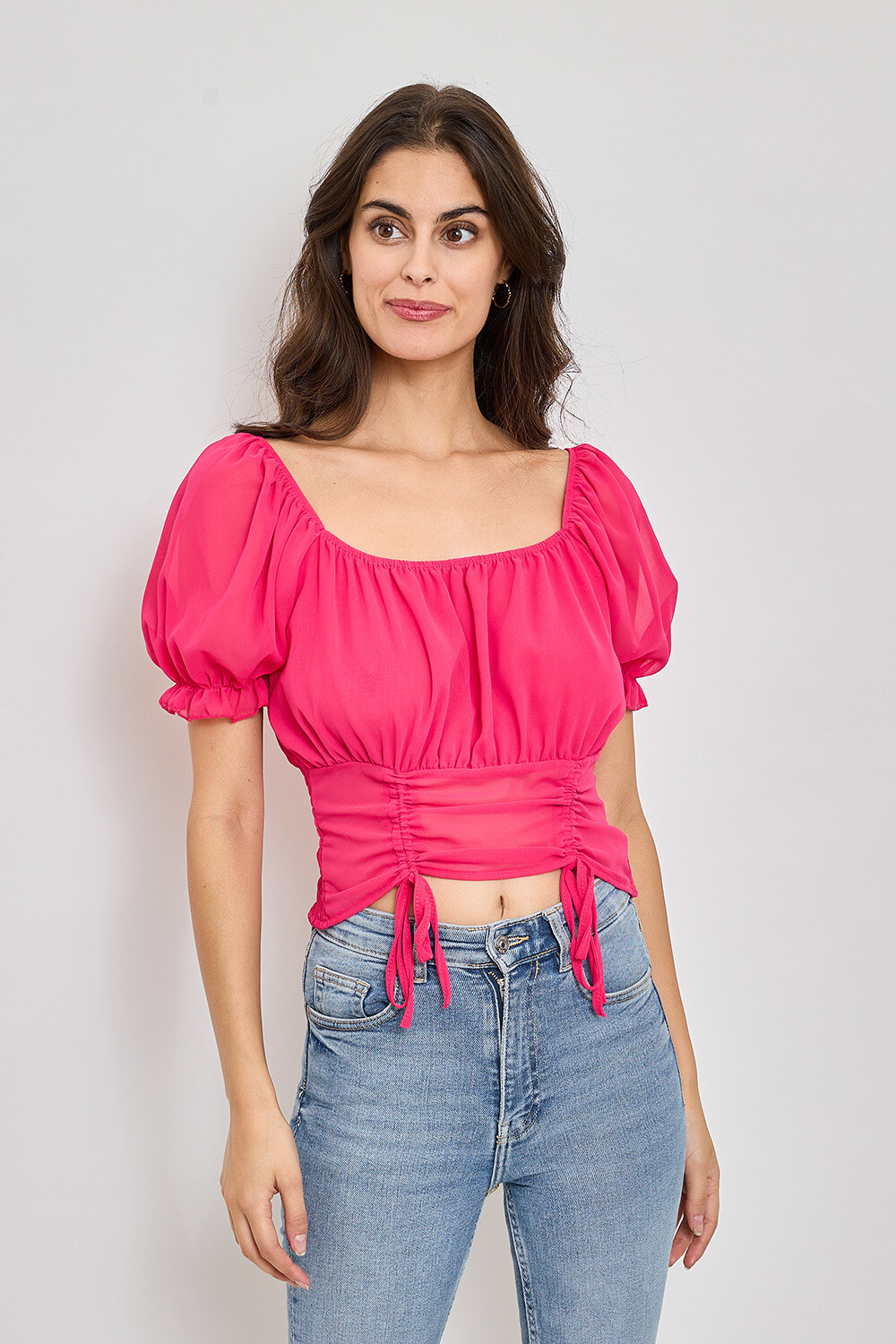 Grossiste Jolio & Co - Blouse fleurie, manches courtes