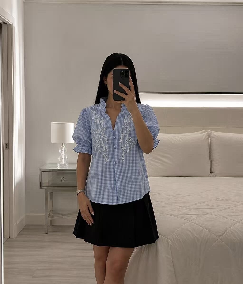 Grossista Jolio & Co - Blusa ricamata a quadri