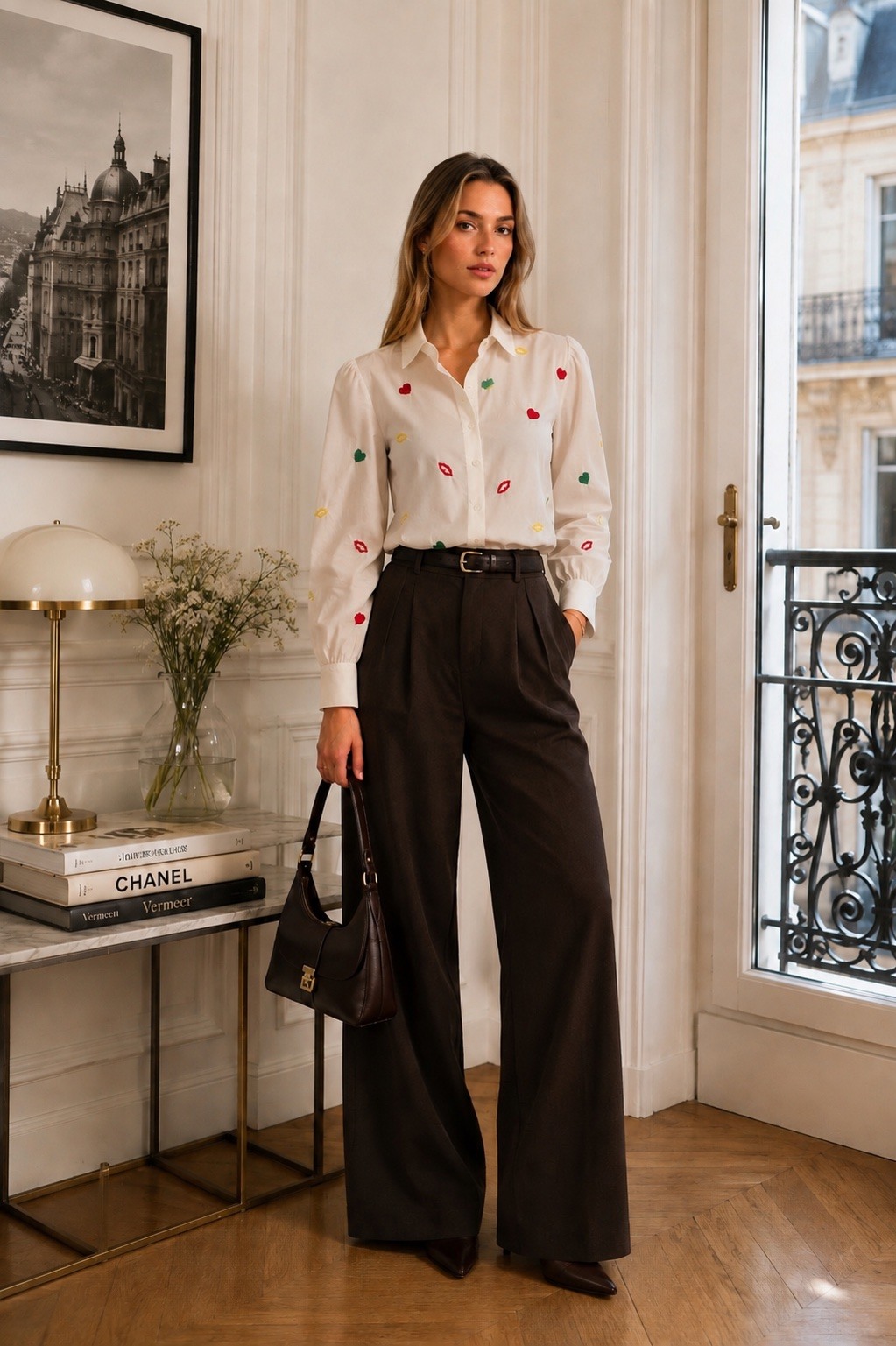 Grossista Jolio & Co - Camicia ricamata cuore e bacio