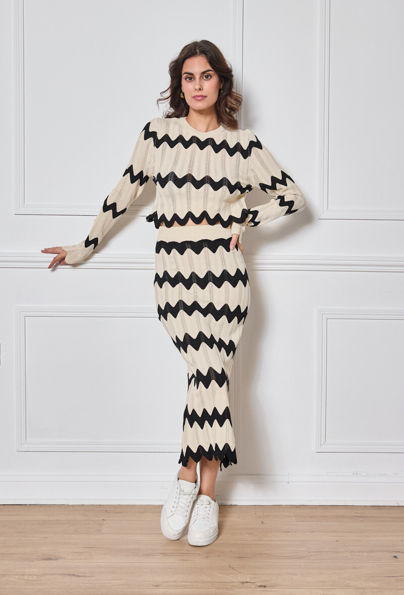 Wholesaler Jolio & Co - Printed sweater and skirt set