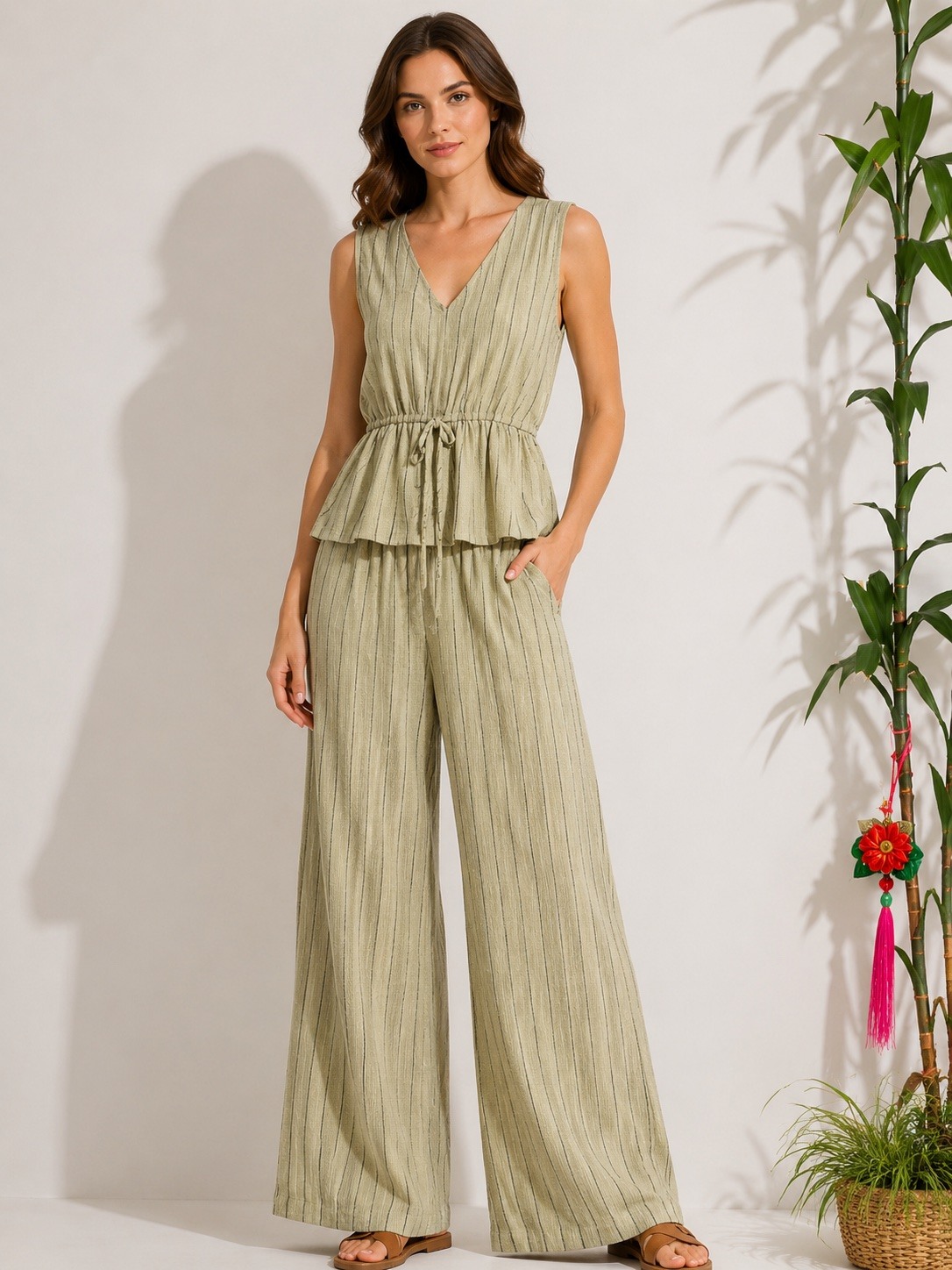 Grossiste Jolio & Co - Ensemble rayé top et pantalon
