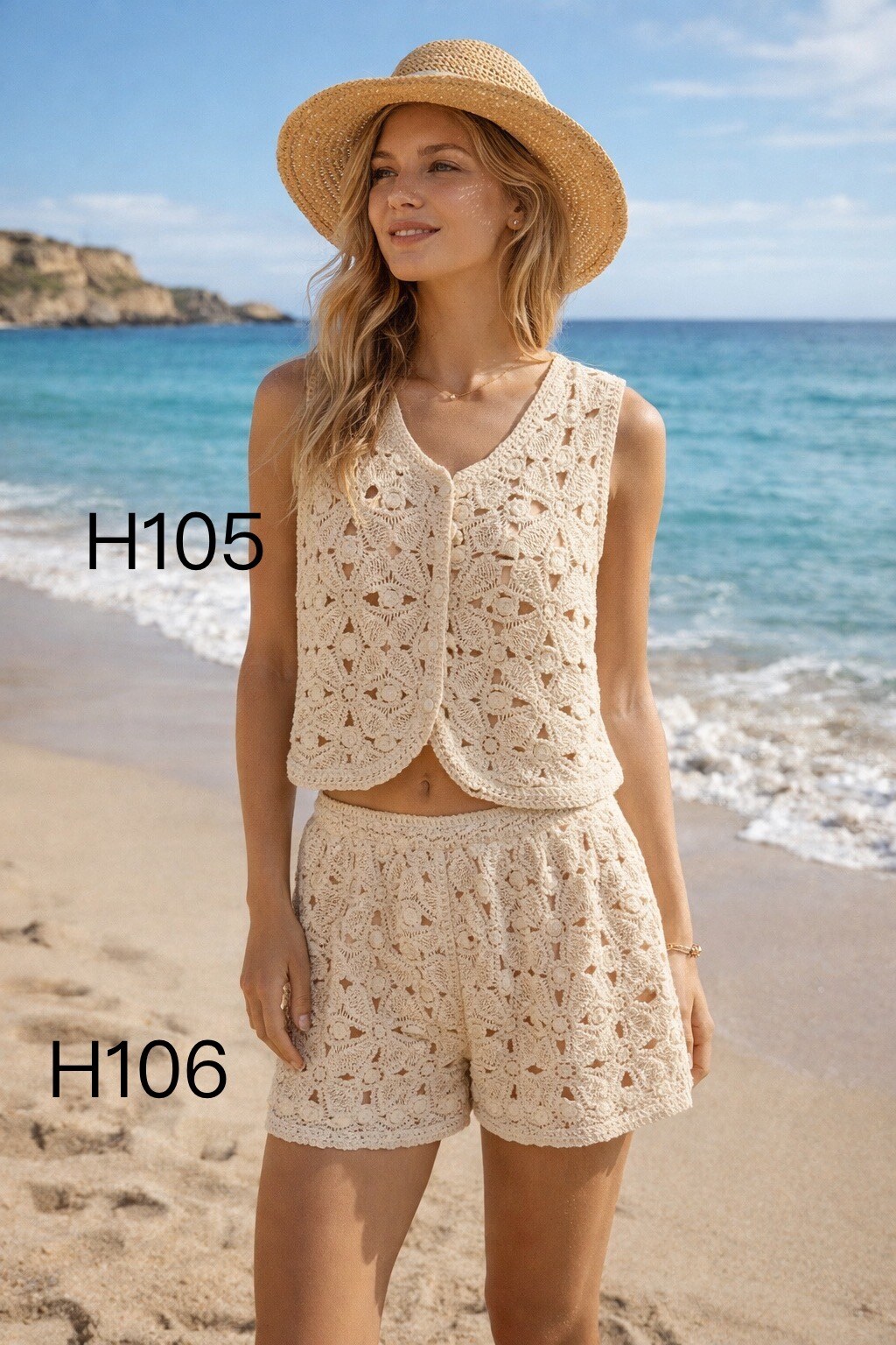 Grossista Jolio & Co - Completo top e shorts all'uncinetto