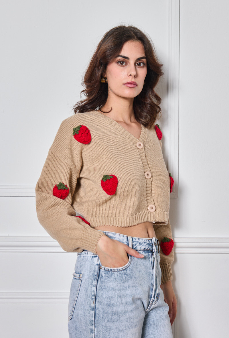 Wholesaler Jolio & Co - Strawberry embroidered vest